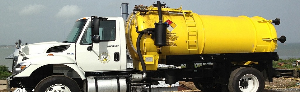 An Oil Mop vacuum tanker truck on the coast